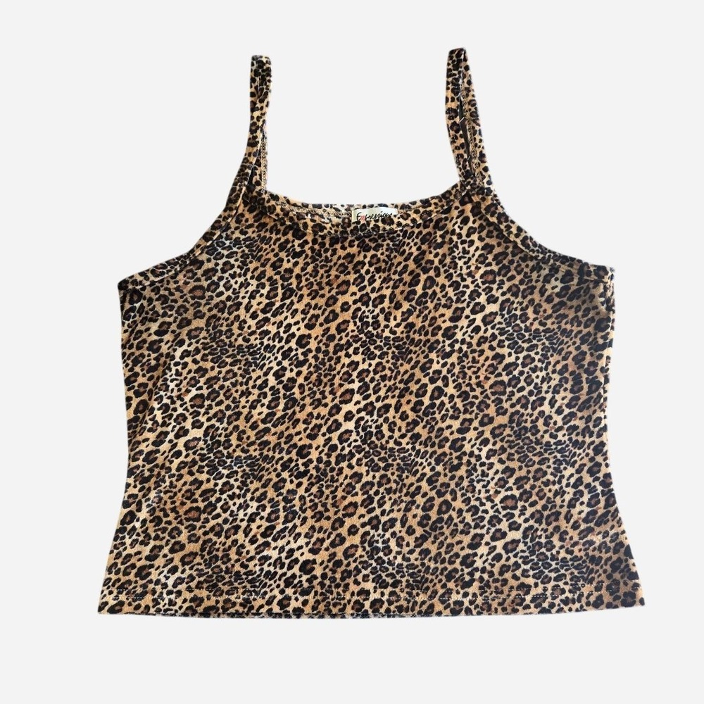 Y2k cheetah, leopard animal print velvet cami crop tank top / M / alt baddie